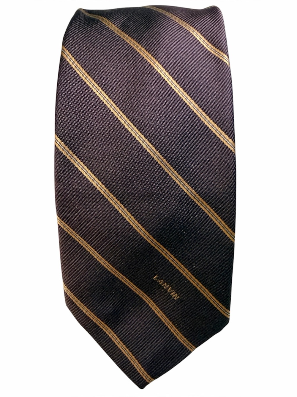 Lanvin Men's Tie Brown and Gold Diagonal Stripe